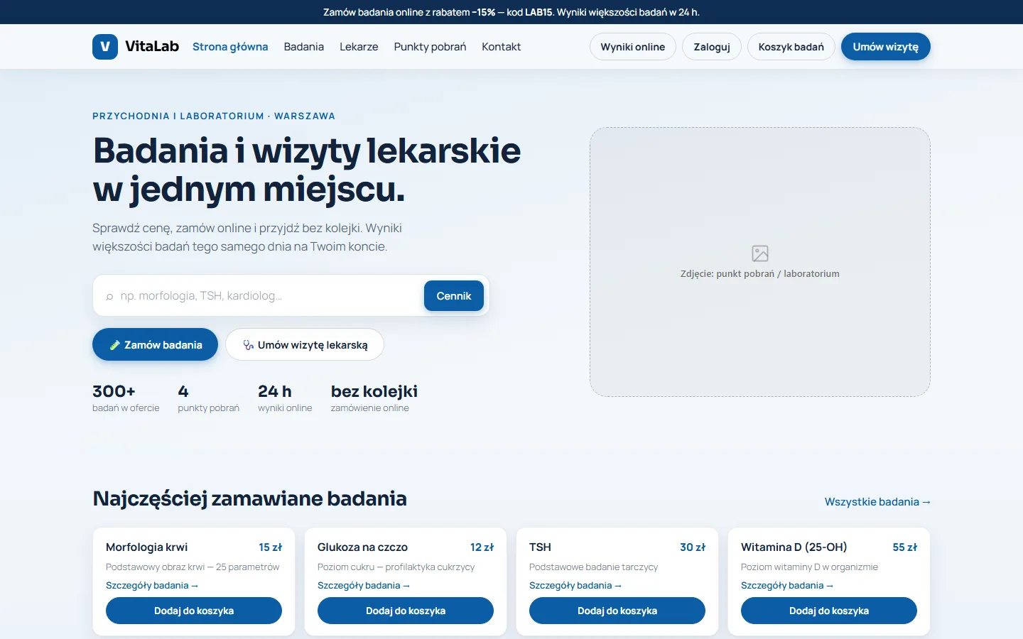 The VitaLab clinic-and-laboratory website, home page